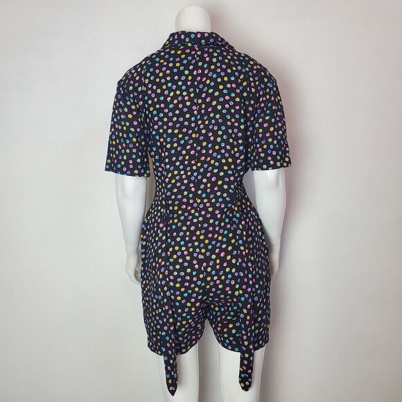 Vintage 80s In Charge Black Rainbow Polkadot Romper - Picture 5 of 11